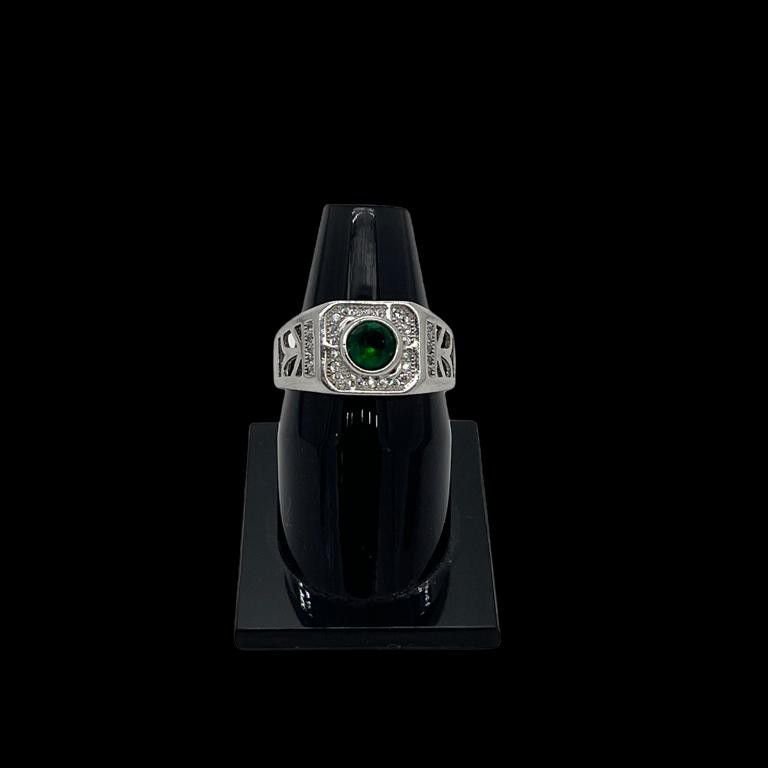 Buy quality 925 silver designer green stone ring for women pj-r028 in  Ahmedabad
