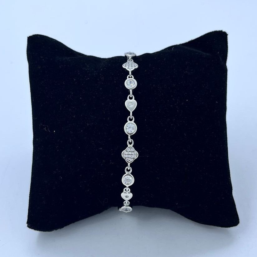Fancy Rose Oxidized Silver Bracelet – Sundari Silks