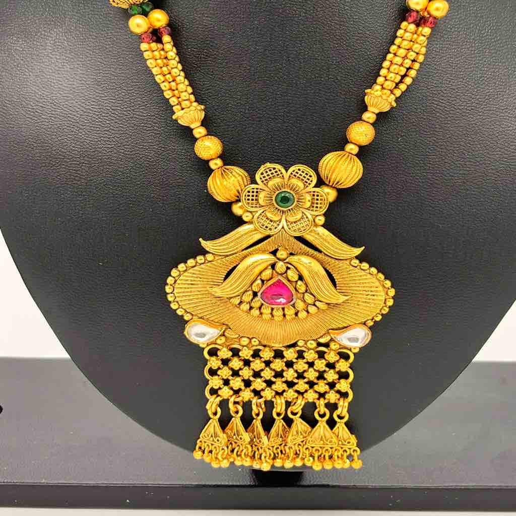 Fancy Designer Gold Plated Long Necklace Set